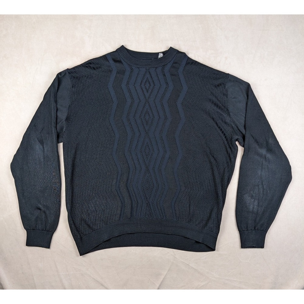 Tulliano XXL Mens Sweater Geometric Black Textured 26x26